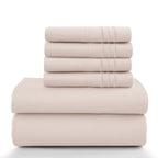 6 Piece Ultra-Soft Microfiber Bed Sheets with Flat Sheet, 16 Inches Deep Pocket Fitted Sheet
