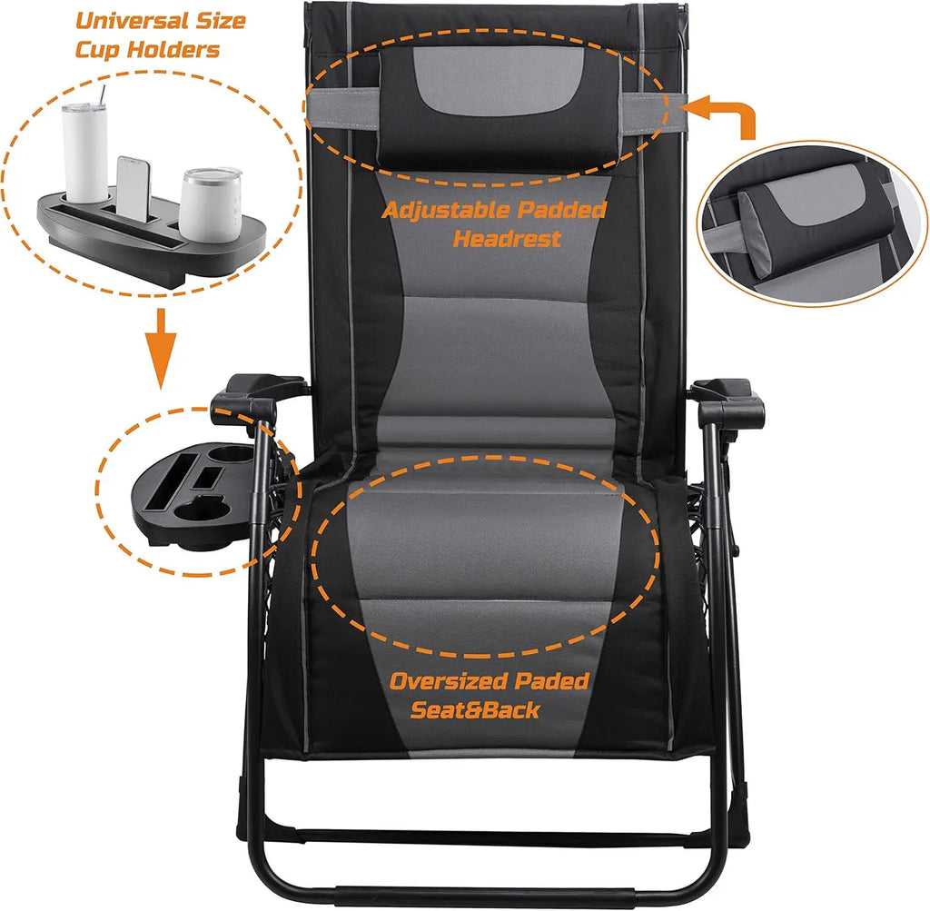 Zero Gravity Extra Wide Reclining Padded Seats with Sunshade