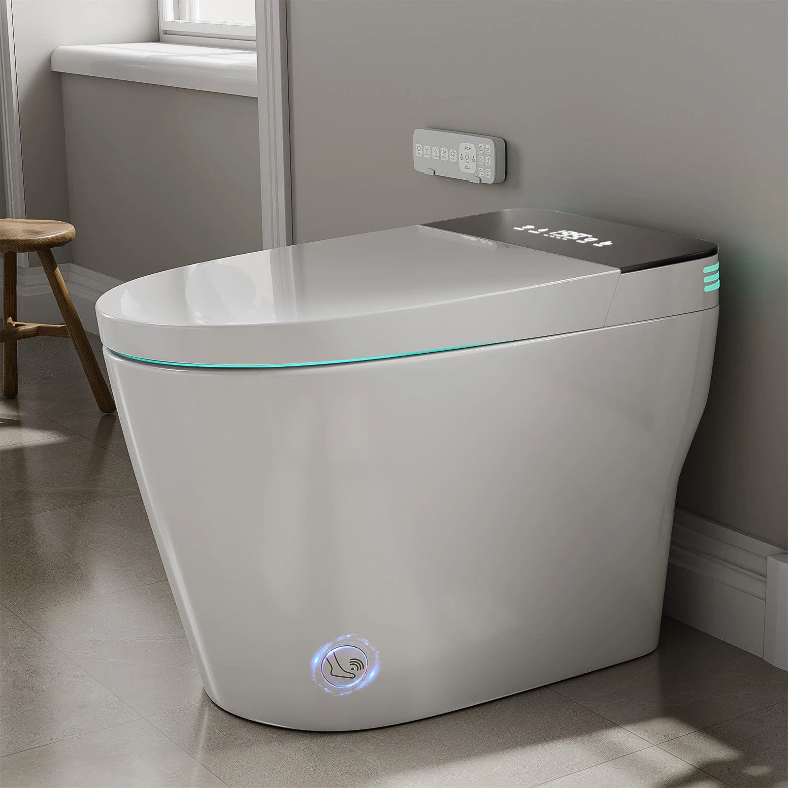 Smart Toilet with Built-in Bidet, AUTO Open/Close, Warm Water Sprayer, AUTO Dual Flush, Heated Bidet Toilet Seat