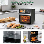 10QT Air Fryer Toaster Oven Combo with 10 Presets, Family Size Compact Oven for Roasting Whole Chicken/Double Cooking Easy Clean