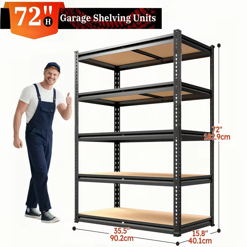 60/72 Inch Heavy-duty Metal Storage Rack, With A Load-bearing Capacity Of 2000 Pounds Per Layer, Adjustable Height Shelves