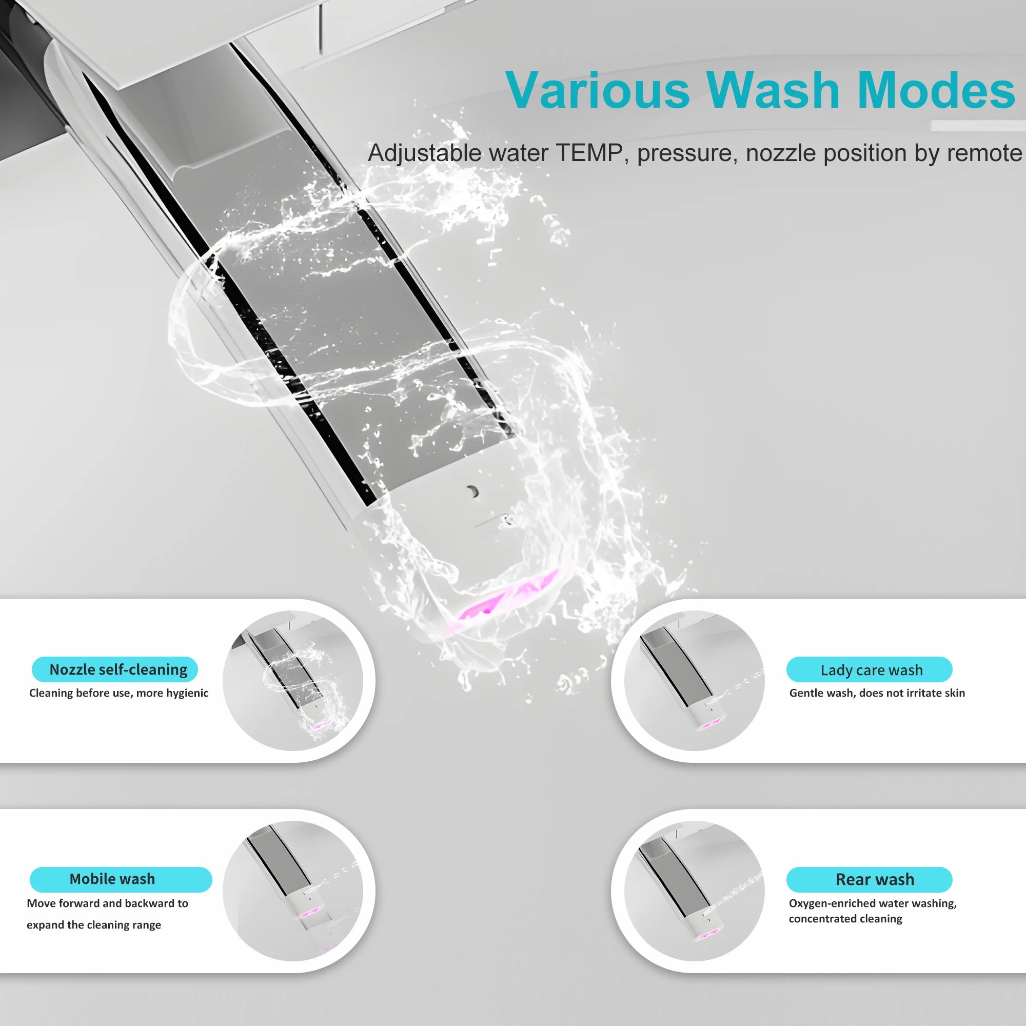 Smart Toilet with Built-in Bidet, AUTO Open/Close, Warm Water Sprayer, AUTO Dual Flush, Heated Bidet Toilet Seat