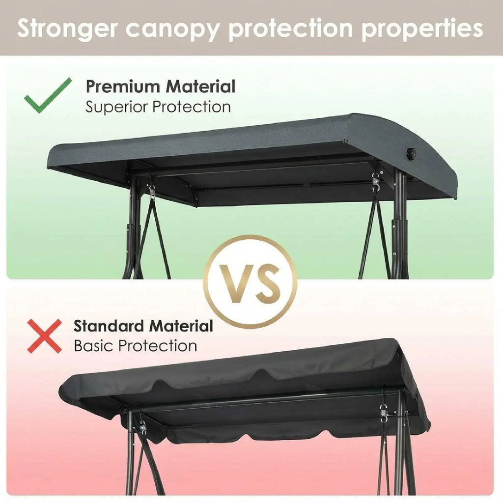 3-Seat Patio Swing with Adjustable Canopy, Backrest , Converting Bed, Thickened Removable Cushions, Up to 750LBS
