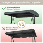 3-Seat Patio Swing with Adjustable Canopy, Backrest , Converting Bed, Thickened Removable Cushions, Up to 750LBS