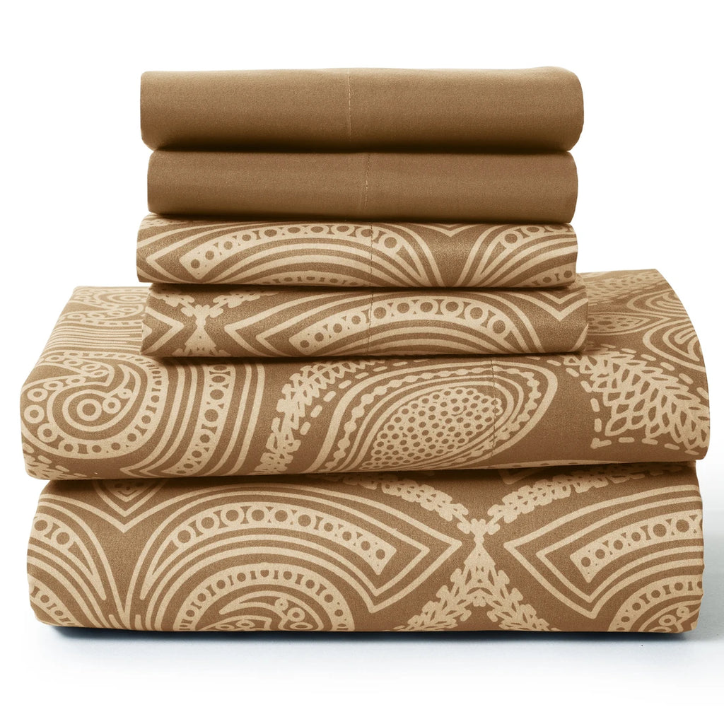 6 Piece Microfiber Bed Sheets with Flat Sheet, Deep Pocket Fitted Sheet