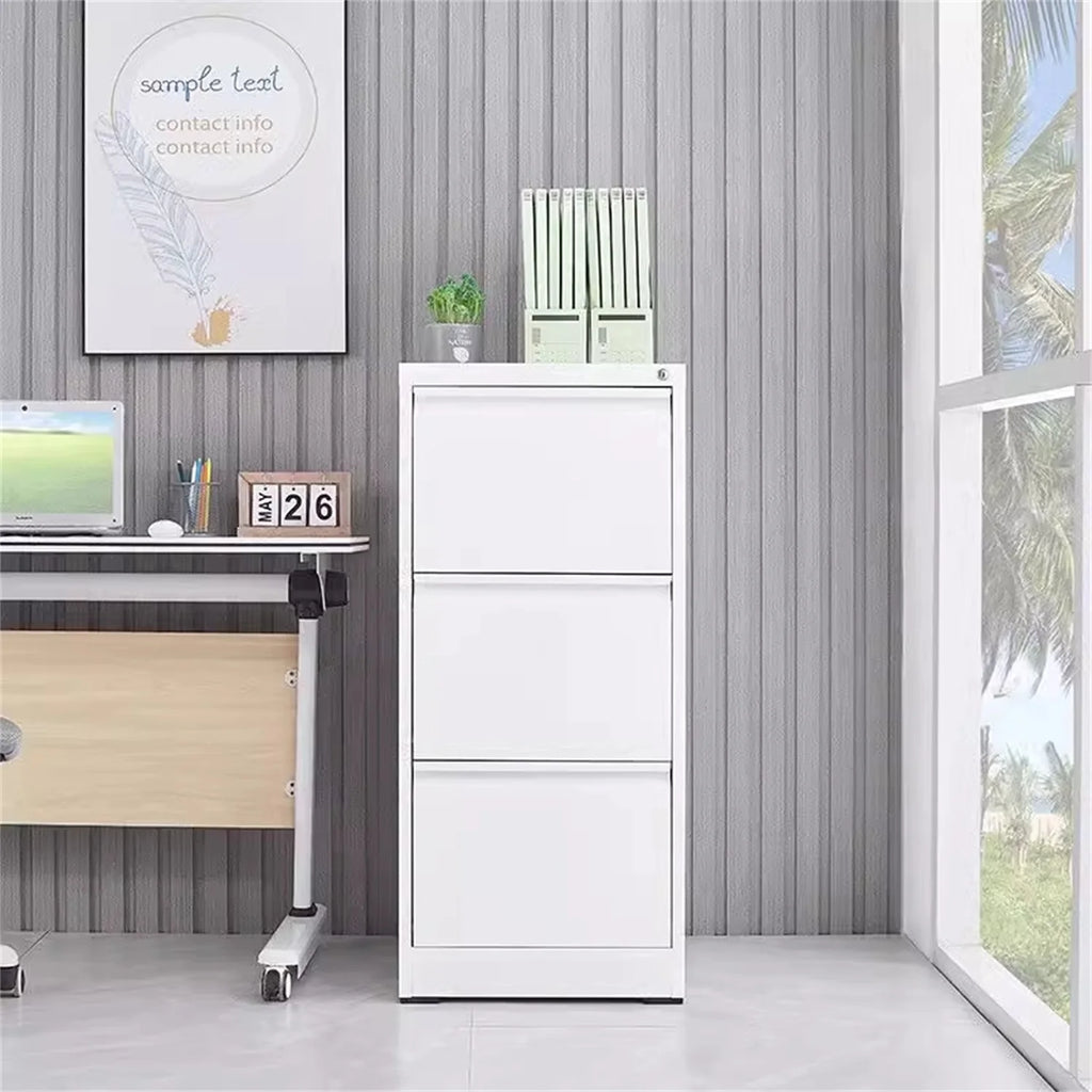 Mobile Metal File Cabinet with 3 Drawers and Lock