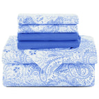 6 Piece Microfiber Bed Sheets with Flat Sheet, Deep Pocket Fitted Sheet