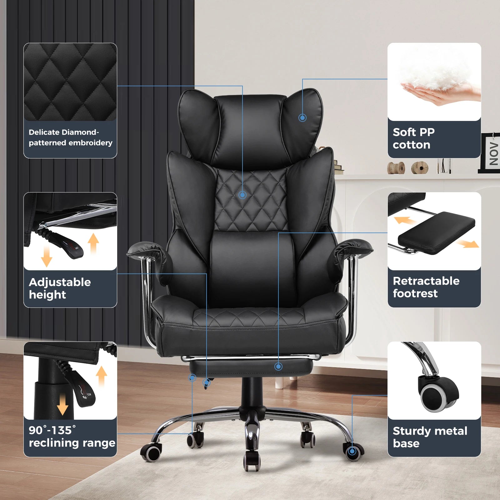 Tall Gaming Chair, Pocket Spring Lumbar Support,