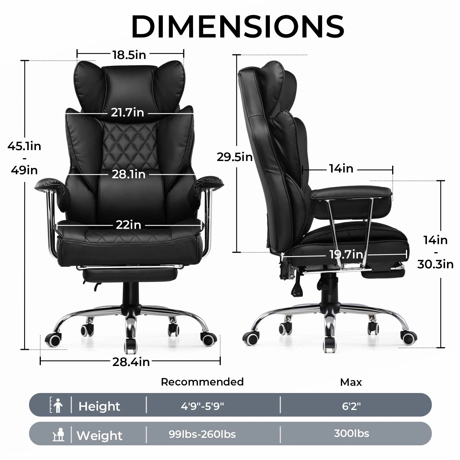 Tall Gaming Chair, Pocket Spring Lumbar Support,