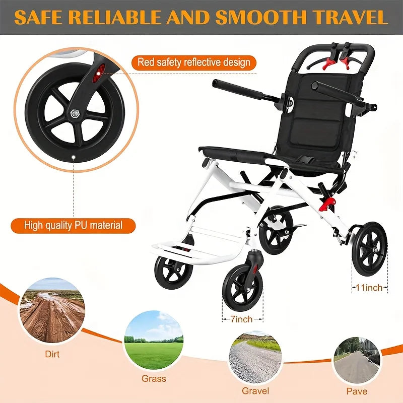 Large size Portable Folding Transport Wheelchair