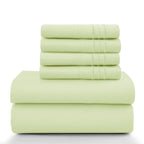 6 Piece Ultra-Soft Microfiber Bed Sheets with Flat Sheet, 16 Inches Deep Pocket Fitted Sheet