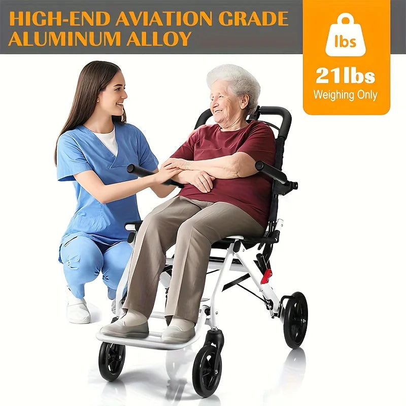 Large size Portable Folding Transport Wheelchair