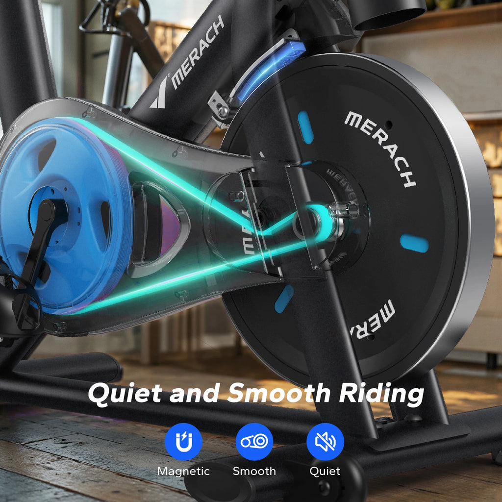 Exercise Bike Brake Pad/Magnetic Stationary Bike with Exclusive App Low Noise Indoor Cycling Bike with Fitness Courses