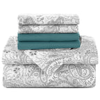 6 Piece Microfiber Bed Sheets with Flat Sheet, Deep Pocket Fitted Sheet