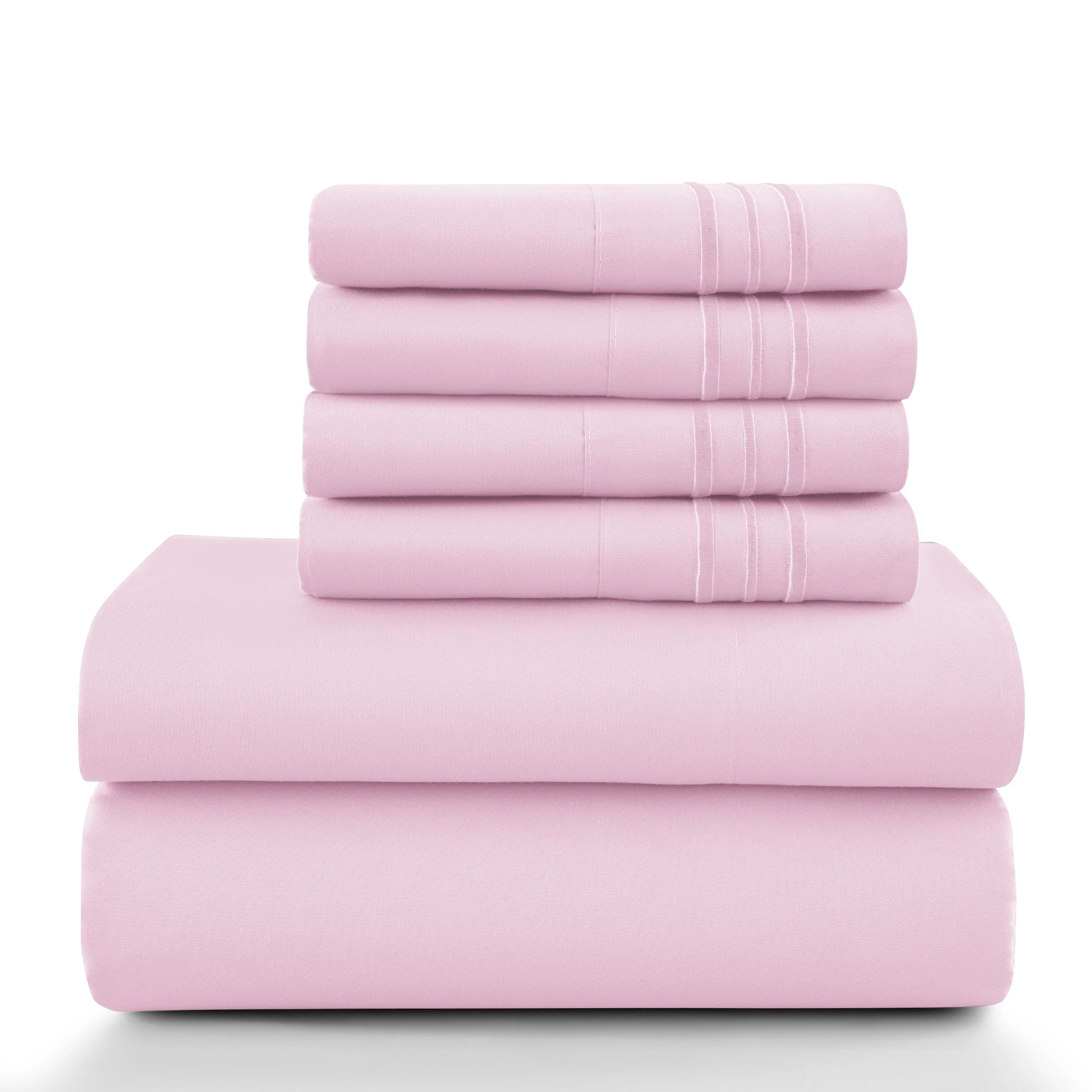 6 Piece Ultra-Soft Microfiber Bed Sheets with Flat Sheet, 16 Inches Deep Pocket Fitted Sheet