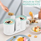 Automatic Ice Cream Maker with Built-in Compressor, Dual 500ml Cups with Timer, 120V US