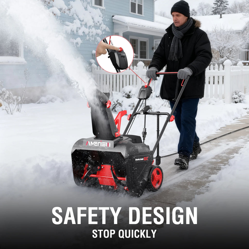 PowerSmart 15A Electric Snow Thrower, 21" Snow Blower with 180° Chute, LED Light, Lightweight for Yard, Driveway & Sidewalk
