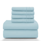 6 Piece Ultra-Soft Microfiber Bed Sheets with Flat Sheet, 16 Inches Deep Pocket Fitted Sheet