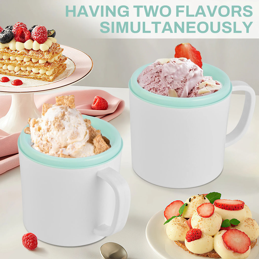 Automatic Ice Cream Maker with Built-in Compressor, Dual 500ml Cups with Timer, 120V US