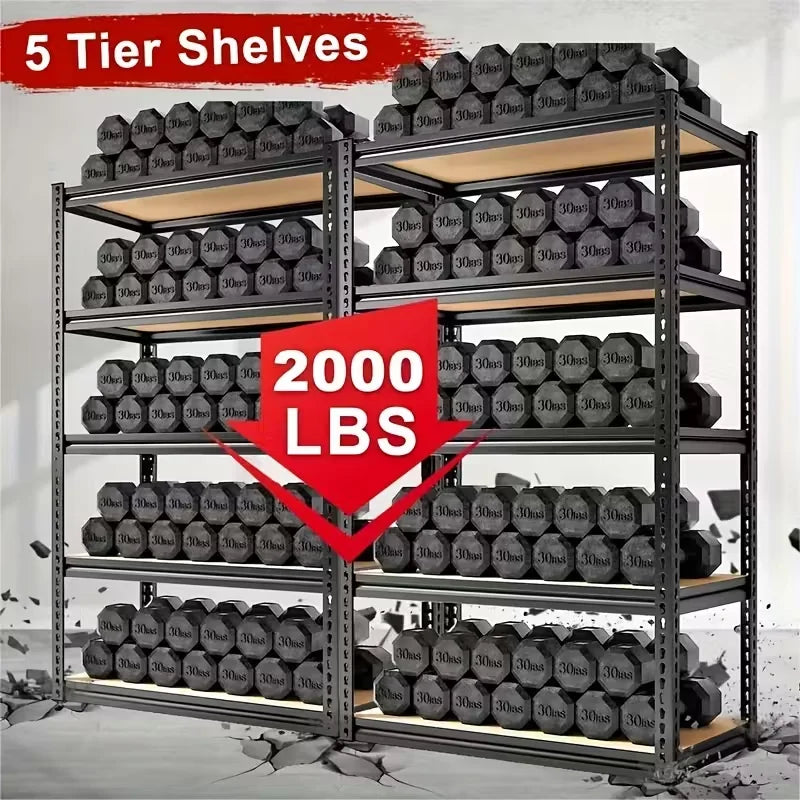 60/72 Inch Heavy-duty Metal Storage Rack, With A Load-bearing Capacity Of 2000 Pounds Per Layer, Adjustable Height Shelves