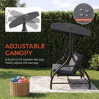 3-Seat Patio Swing with Adjustable Canopy, Backrest , Converting Bed, Thickened Removable Cushions, Up to 750LBS