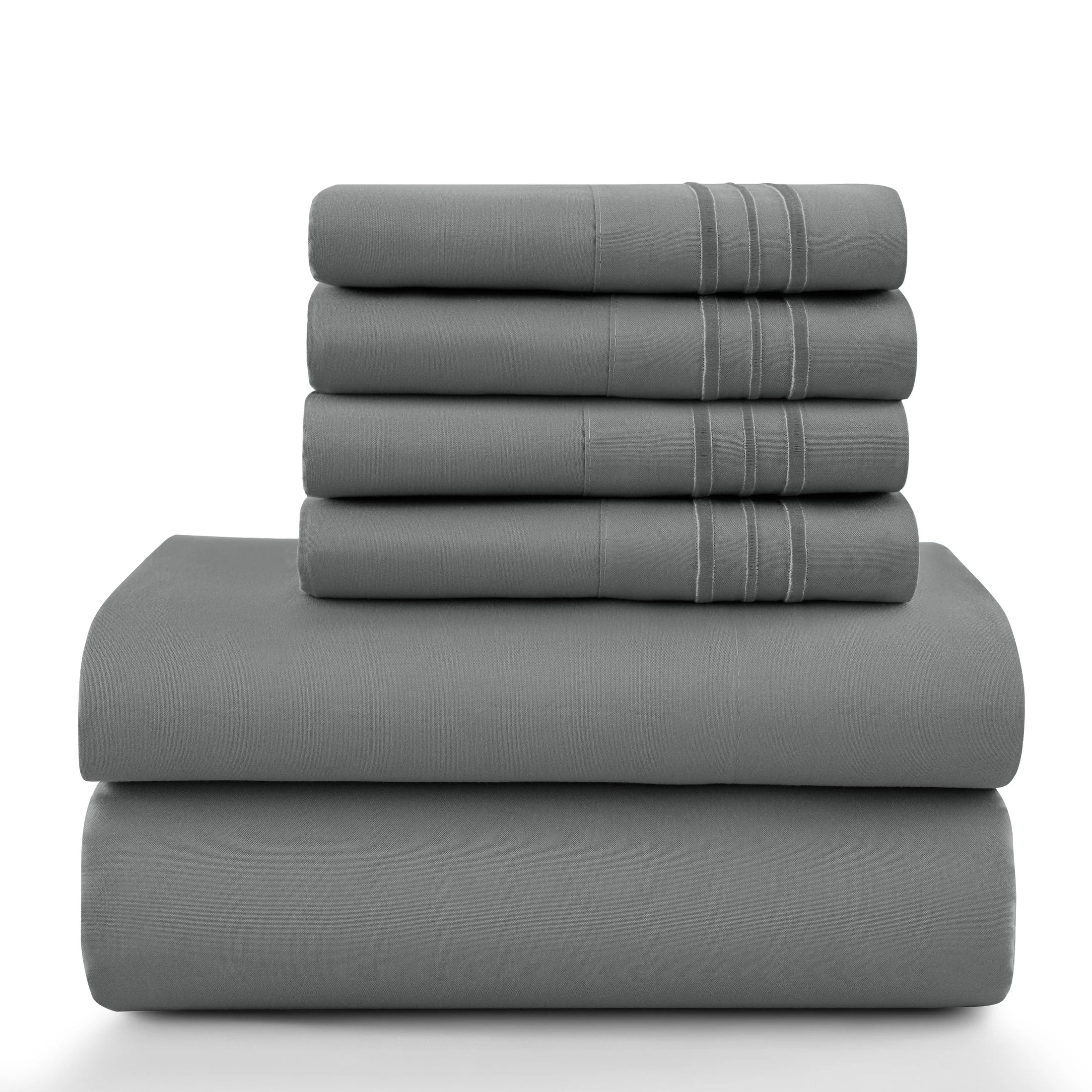 6 Piece Ultra-Soft Microfiber Bed Sheets with Flat Sheet, 16 Inches Deep Pocket Fitted Sheet