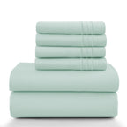 6 Piece Ultra-Soft Microfiber Bed Sheets with Flat Sheet, 16 Inches Deep Pocket Fitted Sheet