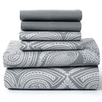 6 Piece Microfiber Bed Sheets with Flat Sheet, Deep Pocket Fitted Sheet
