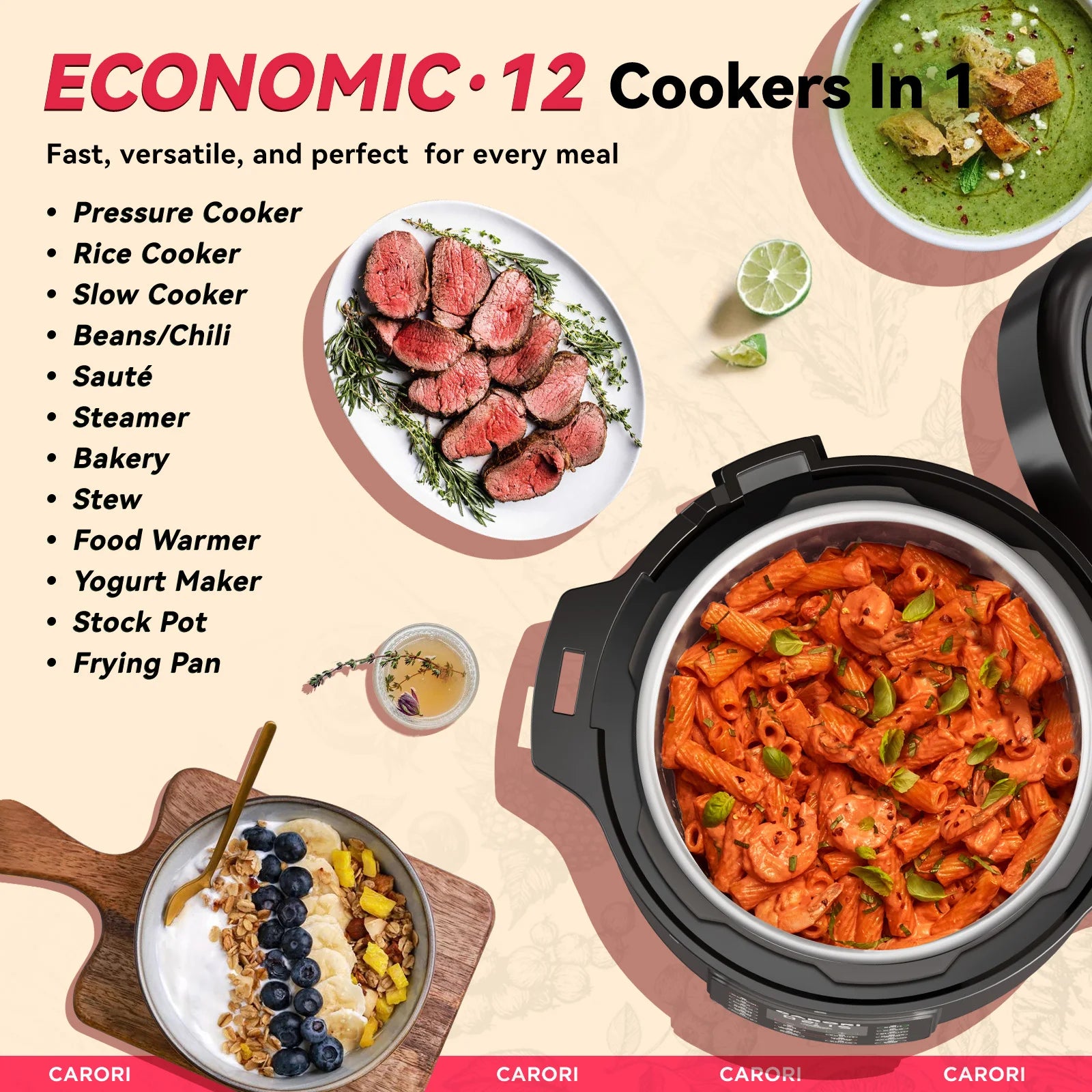 1200W 12-in-1 8Qt, Stainless Steel Pressure Cooker