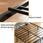 California King Size Bed Frame, Storage Headboard with Charging Station, Platform Bed with Drawers, No Box Spring Needed