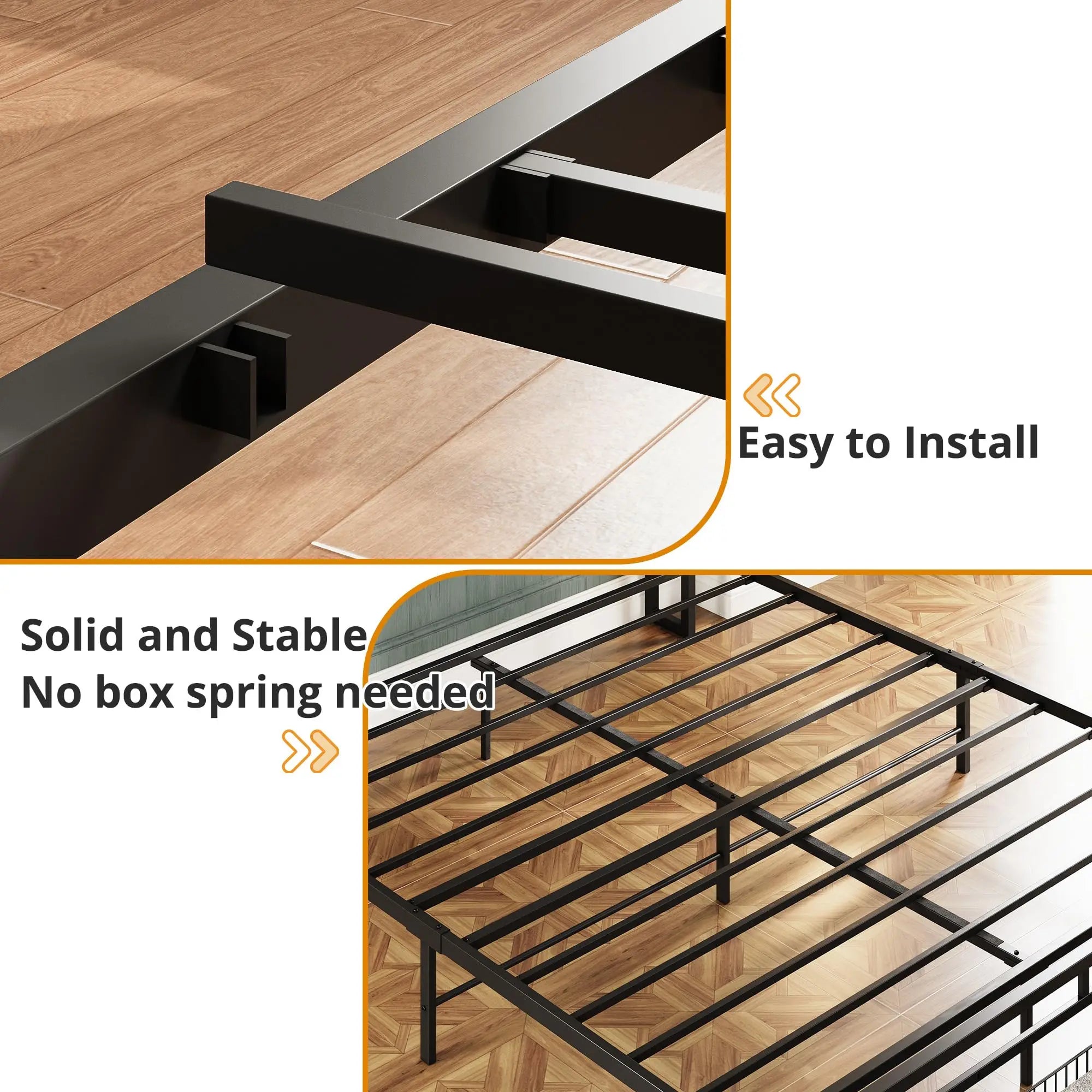 California King Size Bed Frame, Storage Headboard with Charging Station, Platform Bed with Drawers, No Box Spring Needed