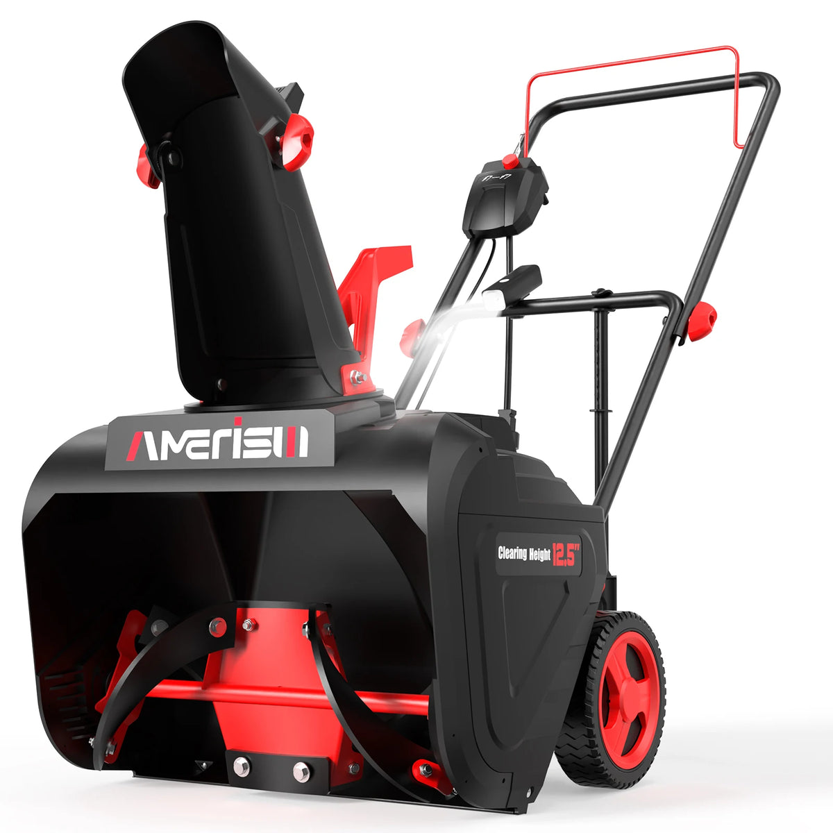 PowerSmart 15A Electric Snow Thrower, 21" Snow Blower with 180° Chute, LED Light, Lightweight for Yard, Driveway & Sidewalk