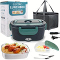 1.5L Electric Lunch Box, 110V/12V/24V Heated Stainless Steel Meal Prep Container with Bag & Fork