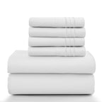 6 Piece Ultra-Soft Microfiber Bed Sheets with Flat Sheet, 16 Inches Deep Pocket Fitted Sheet