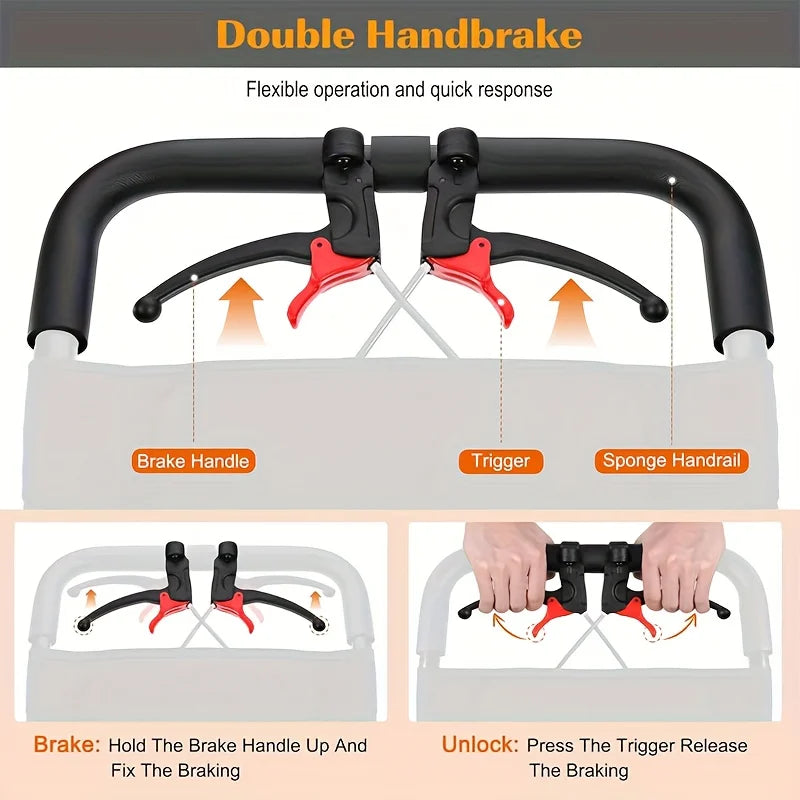 Large size Portable Folding Transport Wheelchair