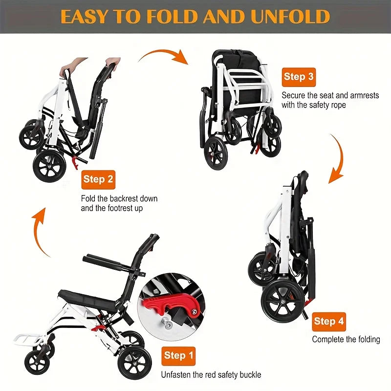 Large size Portable Folding Transport Wheelchair