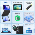 2026 Newest Android 15 Tablet 10 Inch 20GB+64GB Expandable 1TB WidevineL1 GMS 5000mAh Stylus Keyboard Mouse Headphones Case Set