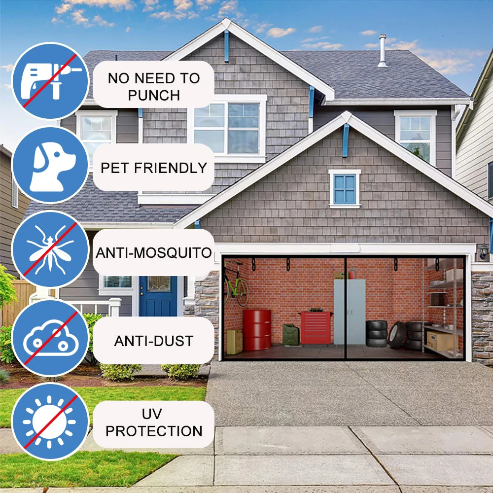 8 ft. x 7 ft. Black Plastic Magnetic Garage Door Screen
