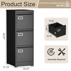 Mobile Metal File Cabinet with 3 Drawers and Lock