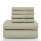 6 Piece Ultra-Soft Microfiber Bed Sheets with Flat Sheet, 16 Inches Deep Pocket Fitted Sheet