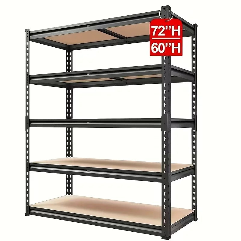60/72 Inch Heavy-duty Metal Storage Rack, With A Load-bearing Capacity Of 2000 Pounds Per Layer, Adjustable Height Shelves