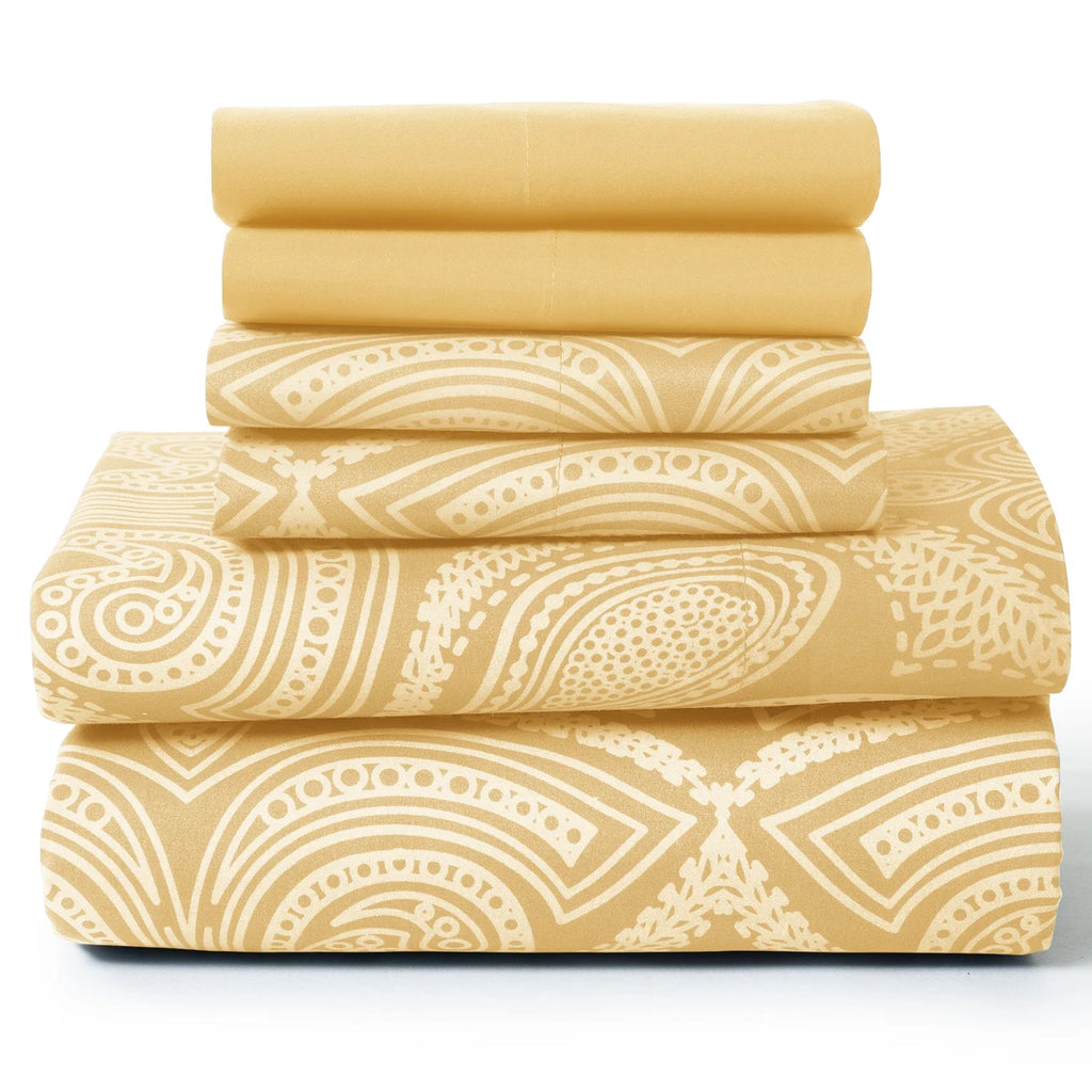 6 Piece Microfiber Bed Sheets with Flat Sheet, Deep Pocket Fitted Sheet