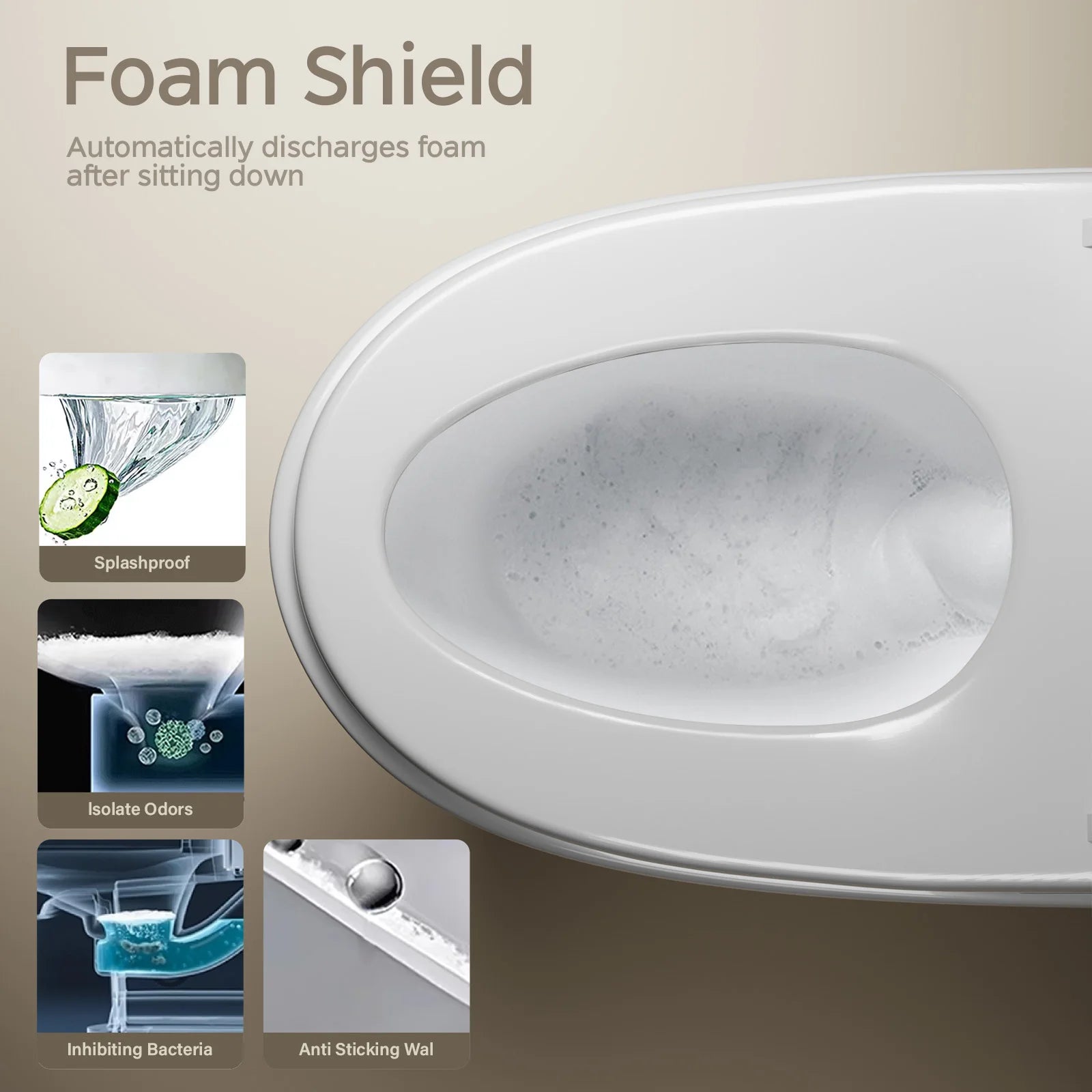 Smart Toilet with Built-in Bidet, AUTO Open/Close, Warm Water Sprayer, AUTO Dual Flush, Heated Bidet Toilet Seat