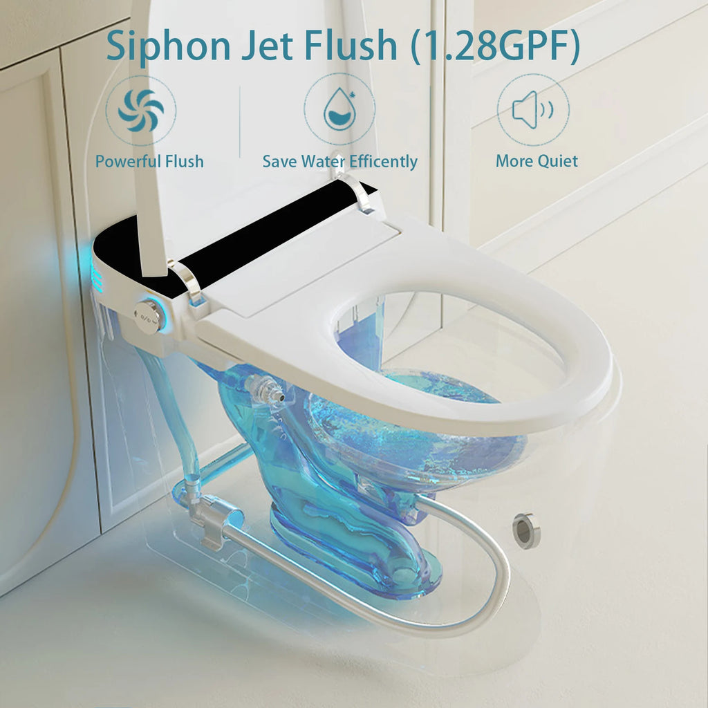 Smart Toilet with Built-in Bidet, AUTO Open/Close, Warm Water Sprayer, AUTO Dual Flush, Heated Bidet Toilet Seat