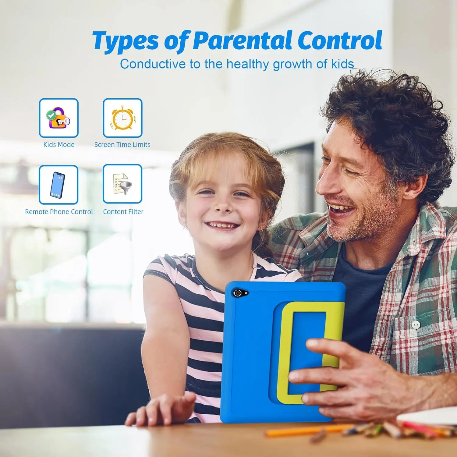 10 Inch Kids Tablet Android 14 Octa-Core 8GB RAM+64 GB ROM Parental Control with Kid Protective Case Great Gift for Toddler