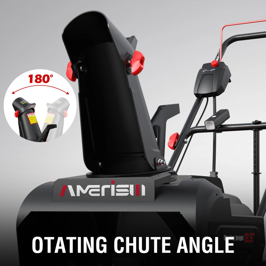 PowerSmart 15A Electric Snow Thrower, 21" Snow Blower with 180° Chute, LED Light, Lightweight for Yard, Driveway & Sidewalk
