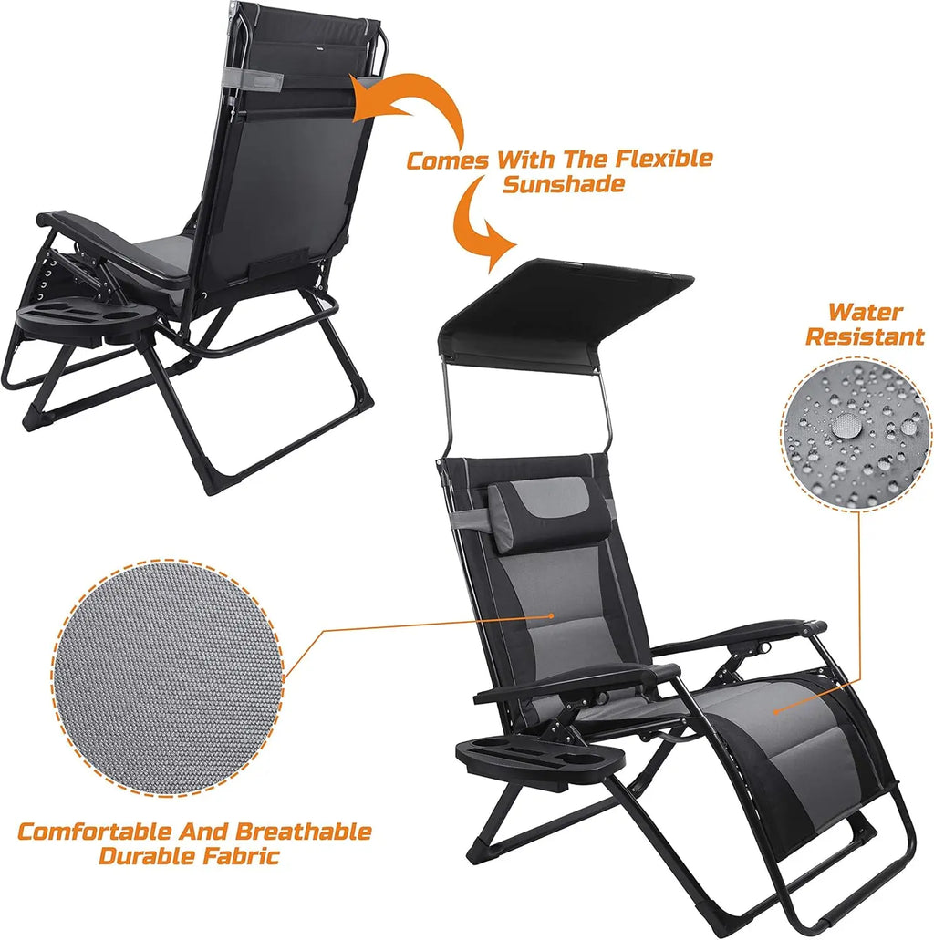 Zero Gravity Extra Wide Reclining Padded Seats with Sunshade