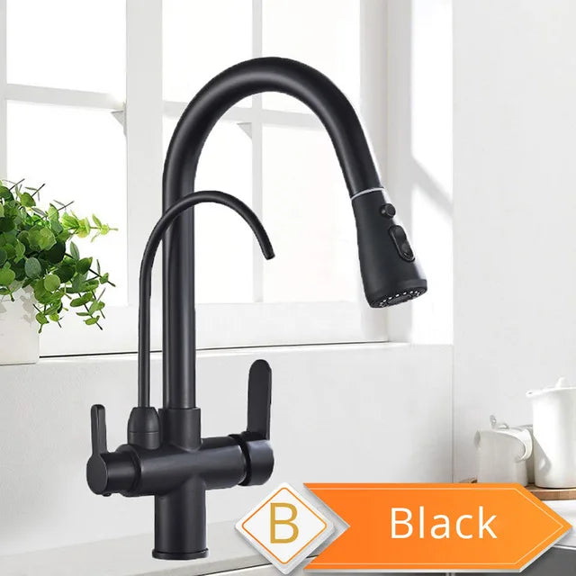 Purification Kitchen Faucets Black Pull Out Kitchen Water Filter