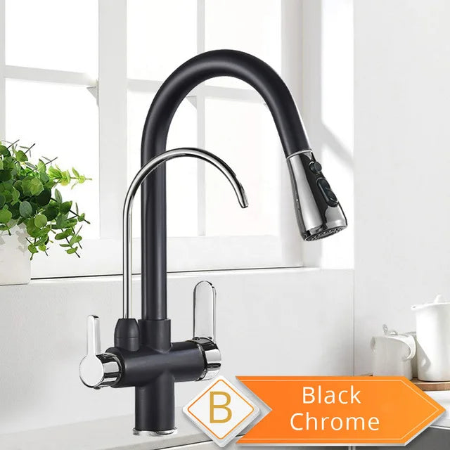 Purification Kitchen Faucets Black Pull Out Kitchen Water Filter