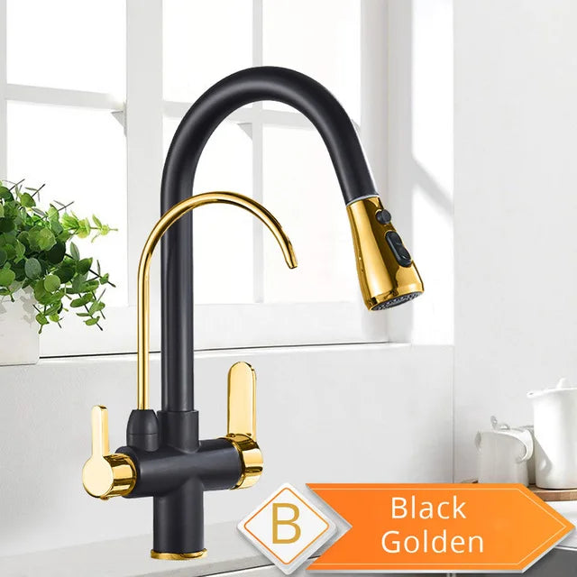 Purification Kitchen Faucets Black Pull Out Kitchen Water Filter